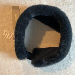 NWT Chico’s Women’s Faux Fur Cold Weather Headband, Deep Slate